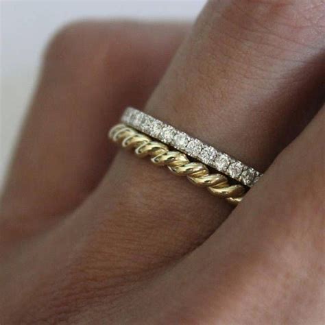 14k Yellow Gold Rope Band Anniversary Rings Stackable Band Stacking