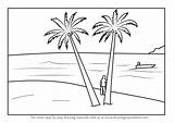 Beach Drawing Draw Sunset Easy Line Tutorials Drawings Step Paintingvalley Learn sketch template