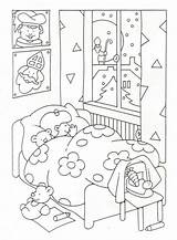 Sinterklaas Kleurplaten Slaapkamer Kleurplaat Kind Sneeuw Bed sketch template