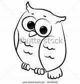 Owl Cartoon Coloring Pages Outline Cute Little Vector Line Stock Shutterstock Drawing sketch template