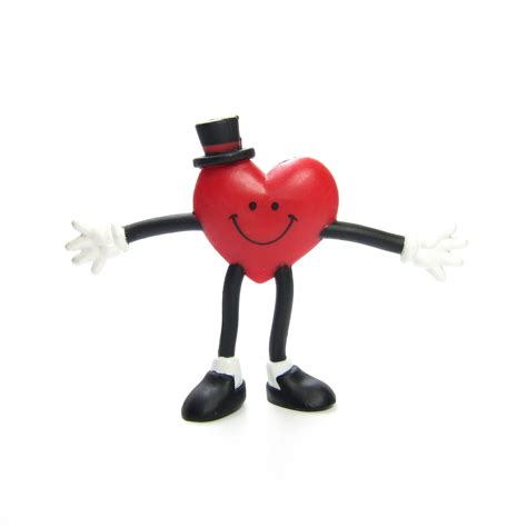 valentine s day pin vintage hallmark heart with bendable arms and legs brown eyed rose