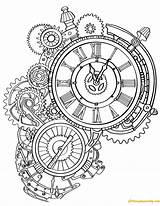 Steampunk Compass Gears Coloringpagesonly Kleurplaat Volwassenen Coloriage Horloge Vorlagen Clocks Tatovering Erwachsene Tegning Kleurplaten Malvorlage Stencils Arm Paintingvalley Depuis Uhrwerk sketch template
