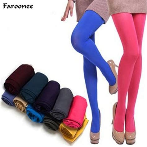 hot classic sexy women 120d opaque footed tights pantyhose candy color