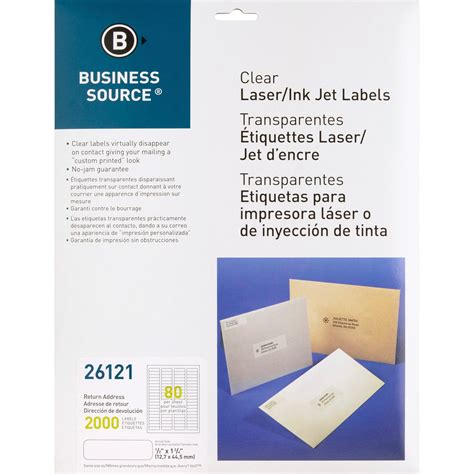 business source bsn clear return address laser labels  pack clear walmartcom