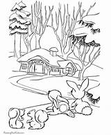 Coloring Christmas Pages Scene Scenes Santa House Village Winter Drawing Sheets Print Drawings Holiday Cottage Printable Farm Kids Adult Morning sketch template