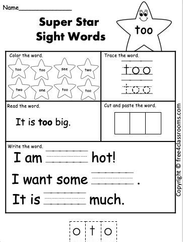 pin   reading worksheets sight words