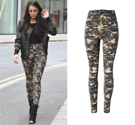 baalmar camouflage high waist skinny pants woman stretch ripped jeans