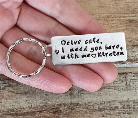 personalized drive safe       keychain petagadget