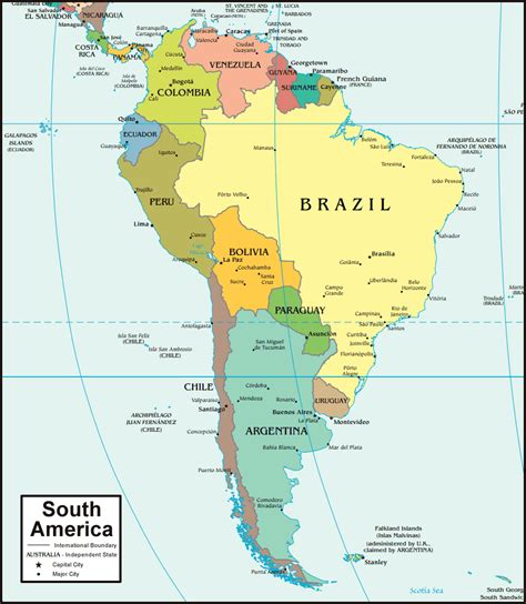 mapa de america del sur paises  capitales de sudamerica descargar