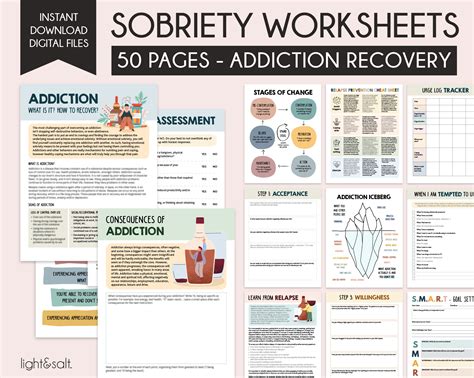 sobriety worksheets therapy workbook addiction recovery etsy sweden