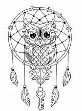 Mandala Owl Dreamcatcher Easy Coloring Mandalas Simple Color sketch template