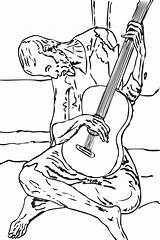 Picasso Cuadros Colorare Quadri Guitarrista Disegni Famosi Ausmalbilder Viejo Ciego Supercoloring Pittori Guitarist Giochiecolori Stary Gitarzysta Guitarra Quadros Hanno Proposto sketch template