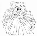 Chibi Coloring Pages Girl Cute Anime Princess Getcolorings Color Printable Colouring sketch template