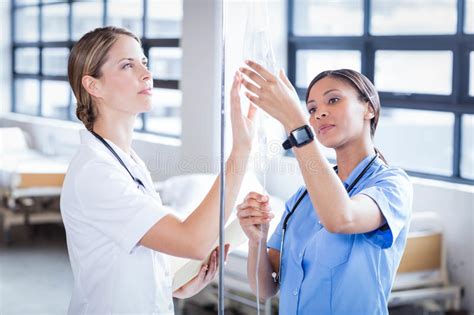 nurse preparing injection stock image image of blonde