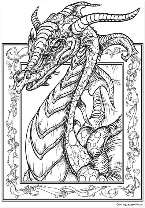 dragon head coloring page  printable coloring pages