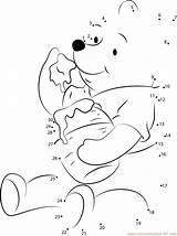 Pooh Bear Connect Dots Winnie Eating Honey Dot Worksheet Kids Cartoons Email Printable Connectthedots101 sketch template