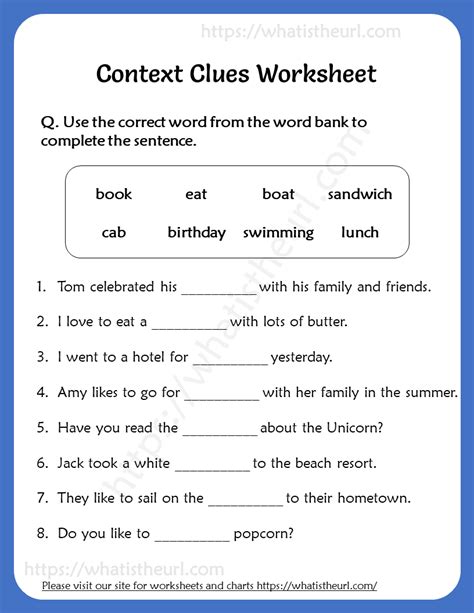 context clues worksheet  grade  context clues worksheets context