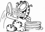 Garfield Comendo Pancakes Bestcoloringpagesforkids Printablefreecoloring Tudodesenhos Anúncios sketch template