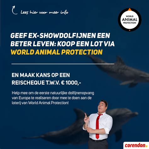 corendon support loterij van world animal protection voor opvang voor  showdolfijnen