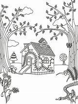 Coloring Cottage Pages Colouring Woods Book Adults Adult Toddler House Winter Drawing sketch template