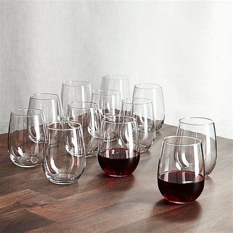 Set Of 12 Stemless Wine Glasses 17 Oz Crate And Barrel