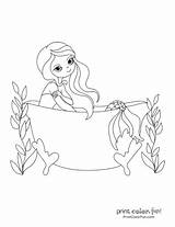 Mermaid Bathtub Printcolorfun sketch template