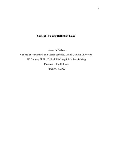 critical thinking reflection essay   ed style critical