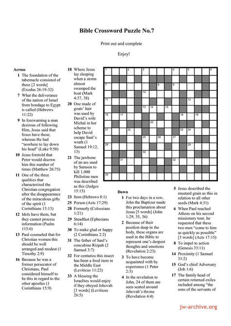 bible crosswords  print  printable james crossword puzzles