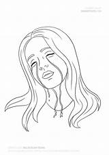 Billie Eilish Drawings Coloring Pages Drawing Outline Easy Draw Cute Print Google Tears Cool Crying Twitter sketch template