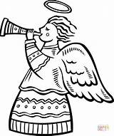 Coloring Christmas Angel Pages Horn Printable Sticker Stickers Decals Angels Drawing sketch template