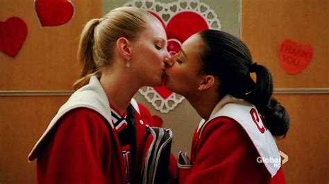 query on queerness glee s brittany and santana s kiss