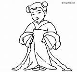 Girl Chinese Coloring China Coloringcrew Colorear sketch template
