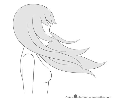 How To Draw Anime Hair Blowing In The Wind Animeoutline