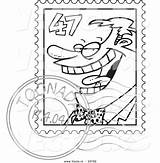 Stamp Cartoon Coloring Drawing Postage Postmarked Vector Ron Leishman Outline Getdrawings sketch template