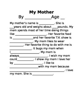 mothers day fill   blanks   honey pleasers tpt