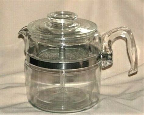 Vtg Pyrex 6 Cup Glass Percolator Stove Top Coffee 7756b W Stem Basket
