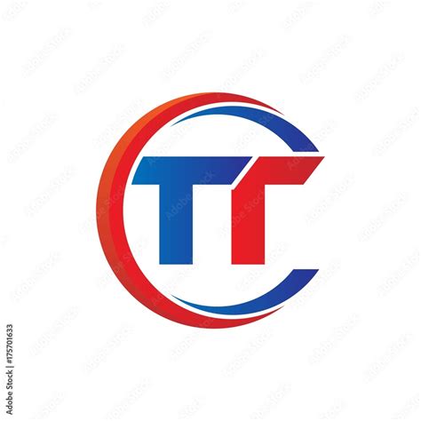 tt logo vector modern initial swoosh circle blue  red stock vector adobe stock