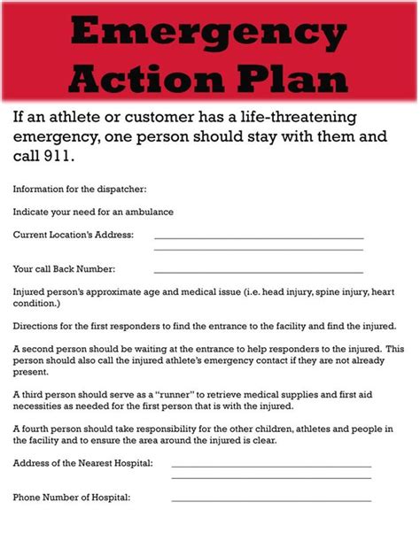 sample project emergency action plan template  excel project