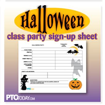 halloween party sign  sheet