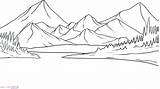 Landscape Drawing Scenery Mountain Simple Easy Sketch Digital Sketches Line Drawings Mountains Coloring Printable Pages Getdrawings Brate Reference sketch template