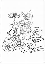 Fairy Coloring Kids Pages Little Simple Printable Adults Flowers Butterfly Justcolor sketch template