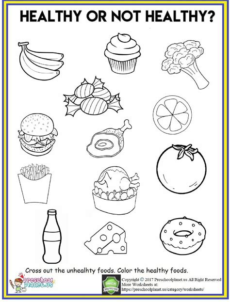 healthy food worksheet  malvorlage