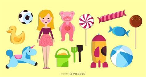 kids toys objects set vector