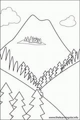 Mountain Coloring Library Clipart Line sketch template