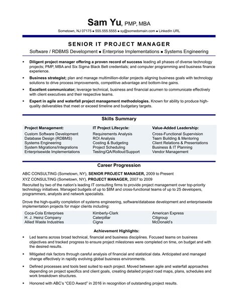 experienced  manager resume  projects  strategic analysis