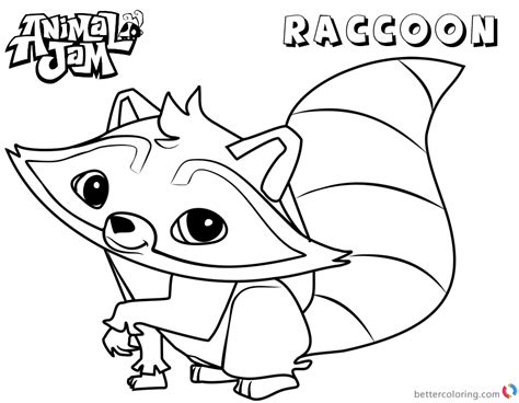 animal jam coloring pages raccoon  printable coloring pages