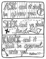 Coloring Ask Knock Seek Matthew Bible Pages Verse Drawing Etsy Digital Psalm Template sketch template