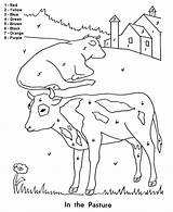 Farm Color Coloring Numbers Cows Printable Kids Animals Pasture sketch template
