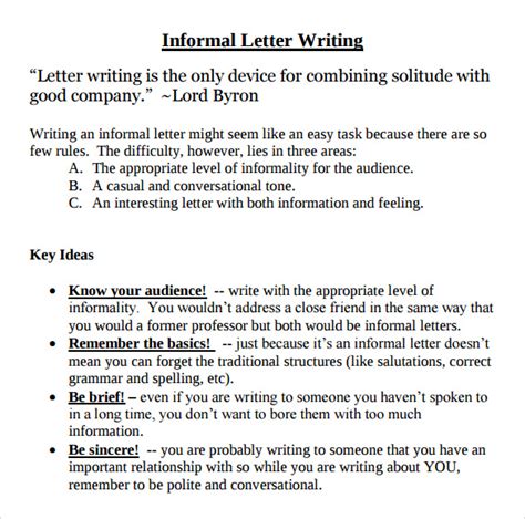 informal letter format   samples examples format