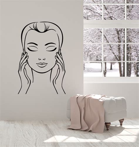 vinyl wall decal spa therapy massage beauty woman face stickers mural